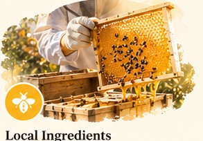 Illustration of a beekeeper with honeycomb